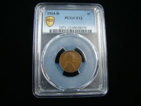 1914-D Lincoln Cent PCGS Graded F12 Gold Shield #49058279