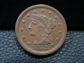1853 Braided Hair Large Cent XF+ 20609