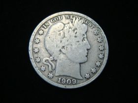 1909-S Barber Silver Half Dollar Good+ 40916