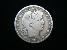 1903-O Barber Silver Half Dollar Very Good+ 10416