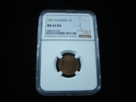 Canada 1921 1 Cent NGC Graded MS63 BN #2886753-003
