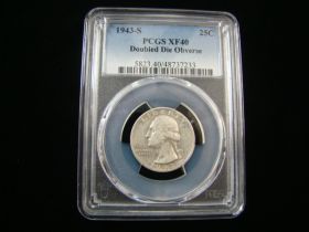 1943-S Washington Silver Quarter Double Die Obverse PCGS Graded XF40 #48737233