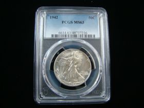 1942 Walking Liberty Silver Half Dollar PCGS Graded MS63 #48737236