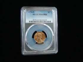 1974-S Lincoln Cent PCGS Graded MS64RD #46246329