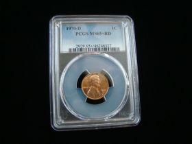 1970-D Lincoln Cent PCGS Graded MS65+RD #46246327