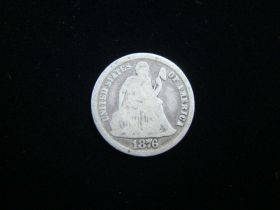 1876-CC Liberty Seated Silver Dime Good+ 61108
