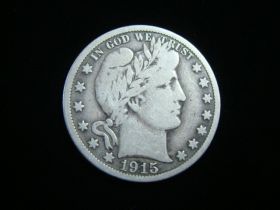 1915-S Barber Silver Half Dollar VG+ 91108
