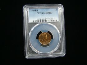 1938-S Lincoln Cent PCGS Graded MS65RD #48737223