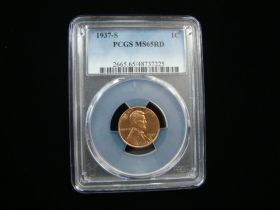 1937-S Lincoln Cent PCGS Graded MS65RD #48737225