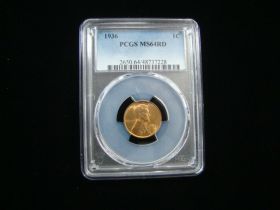 1936 Lincoln Cent PCGS Graded MS64RD #48737228