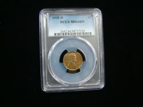 1935-D Lincoln Cent PCGS Graded MS64BN #48737229