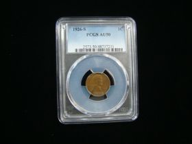 1926-S Lincoln Cent PCGS Graded AU50 #48737231