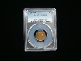 1938-D Lincoln Cent PCGS Graded MS65RD #48737213