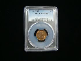 1909 VDB Lincoln Cent PCGS Graded MS64RB #48737220