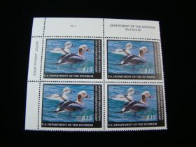 U.S. Scott #RW76 Plate # Block Of 4 Mint Never Hinged Long-Tailed Duck & Decoy