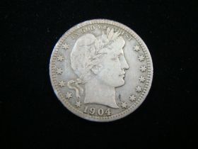 1904 Barber Silver Quarter VF+ 60905