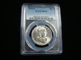 1954-S Franklin Silver Half Dollar PCGS Graded MS64 #49298843