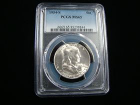 1954-S Franklin Silver Half Dollar PCGS Graded MS65 #49298844