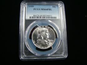 1959 Franklin Silver Half Dollar PCGS Graded MS64FBL #49298851