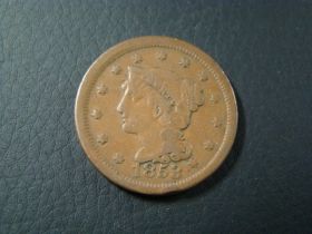 1853 Braided Hair Large Cent Fine+ 40628