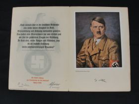 1940 Adolf Hitler Presentation Folder With Quote And Painting Copy