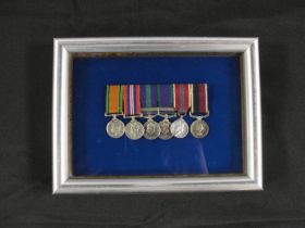 Six United Kingdom Military Medals Framed in Display Case