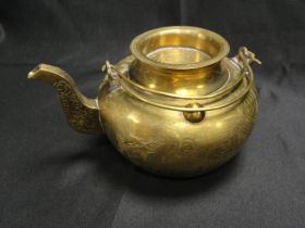 Antique Chinese Engraved Brass Teapot