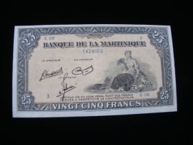 Martinique 1943-45 25 Francs Banknote XF Pick#17 02