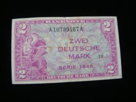 Germany Allied Occupation 1948 2 Deutshe Mark Banknote Fine+ Pick# 3a