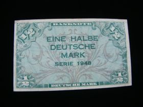 Germany Allied Occupation 1948 1/2 Deutshe Mark Banknote Fine Pick# 1a