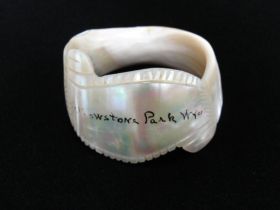 Antique Mother of Pearl Yellowstone Park WY Travel Souvenir Bracelet