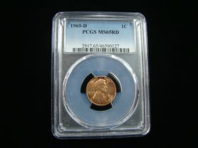 1969-D Lincoln Cent PCGS Graded MS65RD #46590127