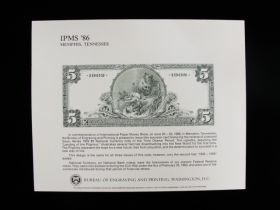 BEP Souvenir Card # B-93 1986 back 1902 $5 Date Back national