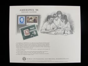 BEP Souvenir Card #B-90 1986 three Benjamin Franklin stamps