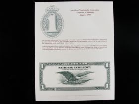 BEP Souvenir Card #B-199 1995 back 1918 $1 FRBN