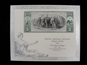 BEP Souvenir Card #B-159 1992 back 1865 $5 national
