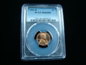 1951-D Lincoln Cent PCGS Graded MS66RD #46590321