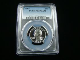 1963 Washington Silver Quarter PCGS Graded PR67CAM #46590325