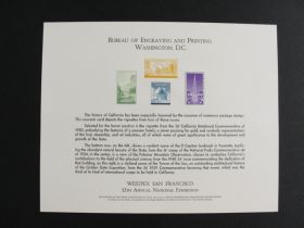 BEP Souvenir Card #B-10 1971 four California stamps