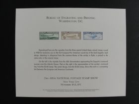 BEP Souvenir Card #B-14 1971 three Zeppelin stamps
