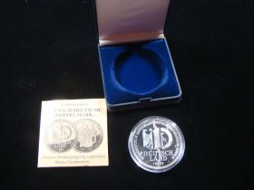 1989 Germany Deutsch-Deutsche Doppelmark .999 Silver Medal 1949-1989
