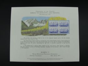 BEP Souvenir Card #B-40 1977 1951 3¢ Colorado Statehood stamp