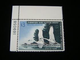 U.S. Scott #RW33 Plate # Single Mint Never Hinged Whistling Swans