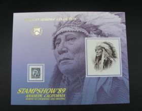 BEP Souvenir Card #B-132 1989 14¢ Chief Hollow Horn Bear stamp