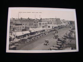 1929 Rice Lake Wisconsin North Main Street Postcard Nice!!