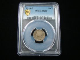 1916-D Mercury Silver Dime PCGS Graded AG03 #43016125