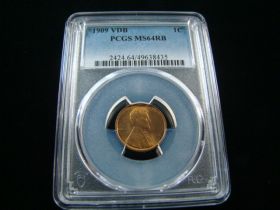 1909 VDB Lincoln Cent PCGS Graded MS64RB #49638435