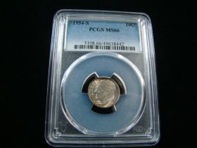 1954-S Roosevelt Silver Dime PCGS Graded MS66 #49638442