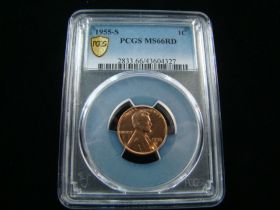 1955-S Lincoln Cent PCGS Graded MS66RD #43604327