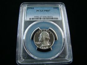 1964 Washington Silver Quarter PCGS Graded PR67 #49638451